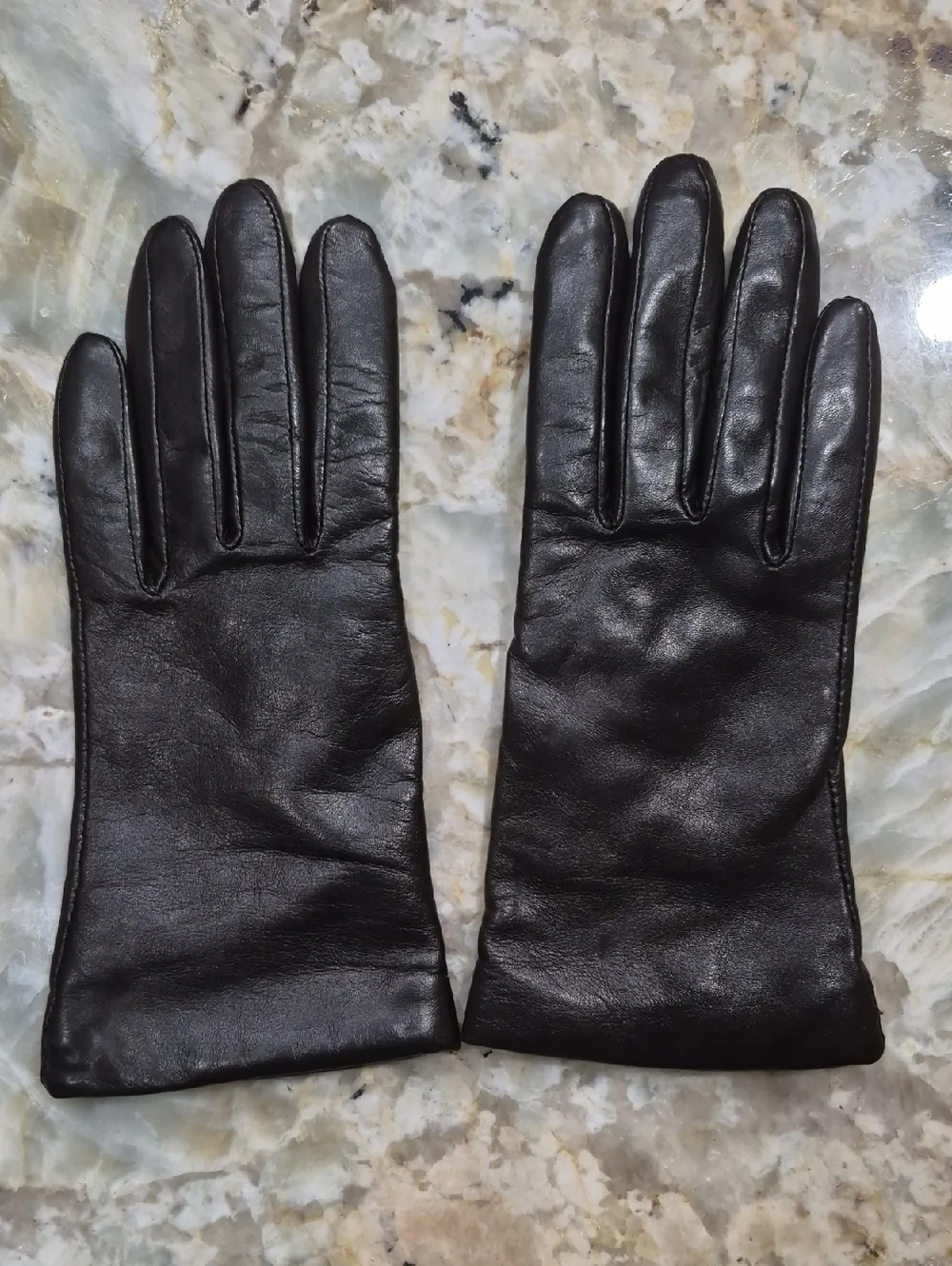 Vintage Grandoe Or Fownes Women's Brown Leather Cashmere Lined Gloves Size XS
